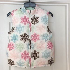 Gymboree snowflake reversible puffer vest L(10-12)